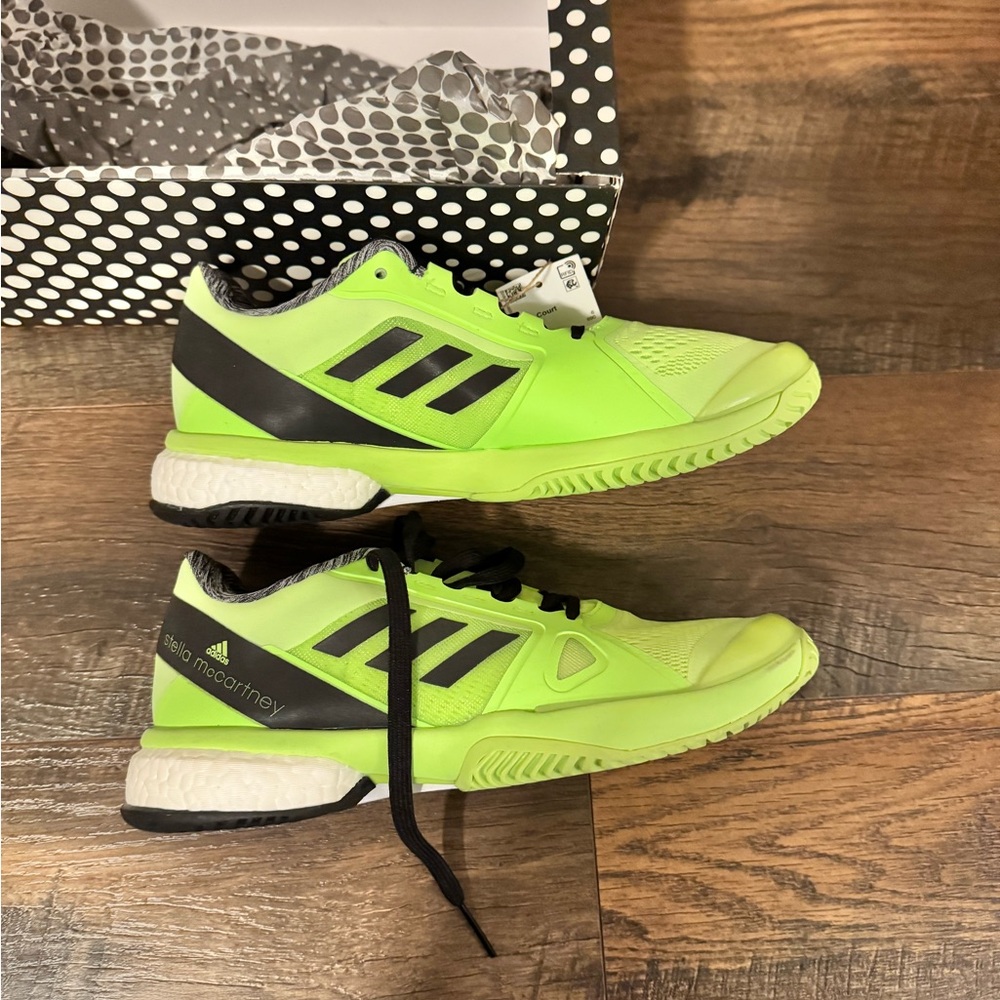 Adidas Stella Court Tennis Shoes in Neon Green and Black NWT